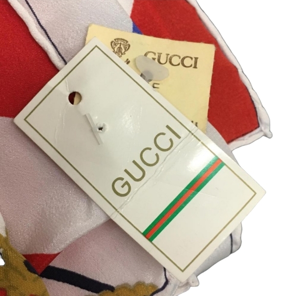 NWT Gucci Patriotic Nautical Red, White & Blue 100% Silk Scarf - Picture 8 of 8